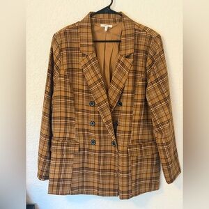 Maurices Brown Plaid Double-Breasted Blazer